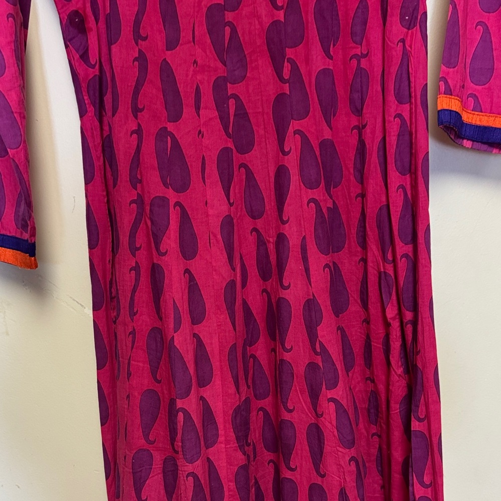 Tejoo’s Pink and Orange Maxi Long Sleeve Collared Button up A-Line Dress Size L - Picture 4 of 16